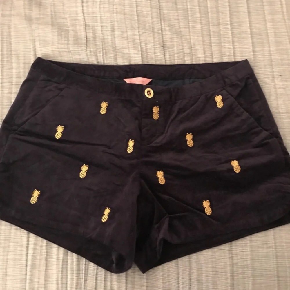 Navy velvet adie shorts